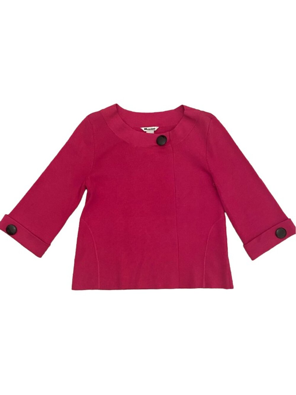 Nygard Collection Fuchsia Pink Button-Accent Knit Cardigan Swing Top Sz M